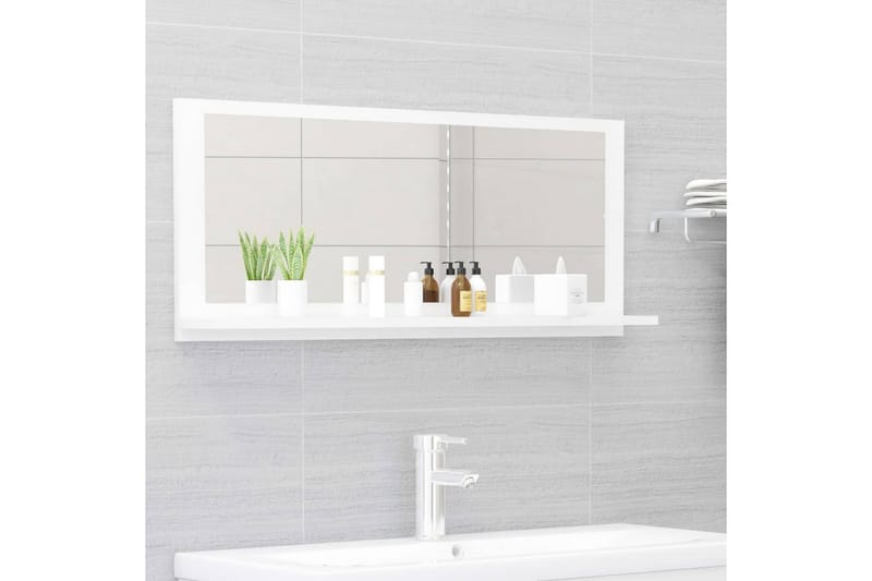 badeværelsesspejl 90x10,5x37 cm spånplade hvid højglans - Hvid - Badeværelsesspejl