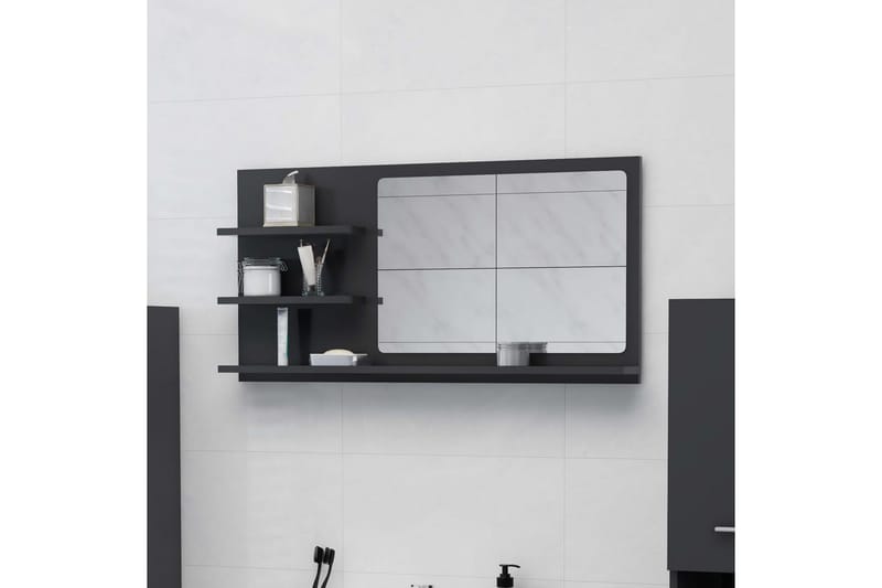 badeværelsesspejl 90x10,5x45 cm spånplade grå - Grå - Badeværelsesspejl