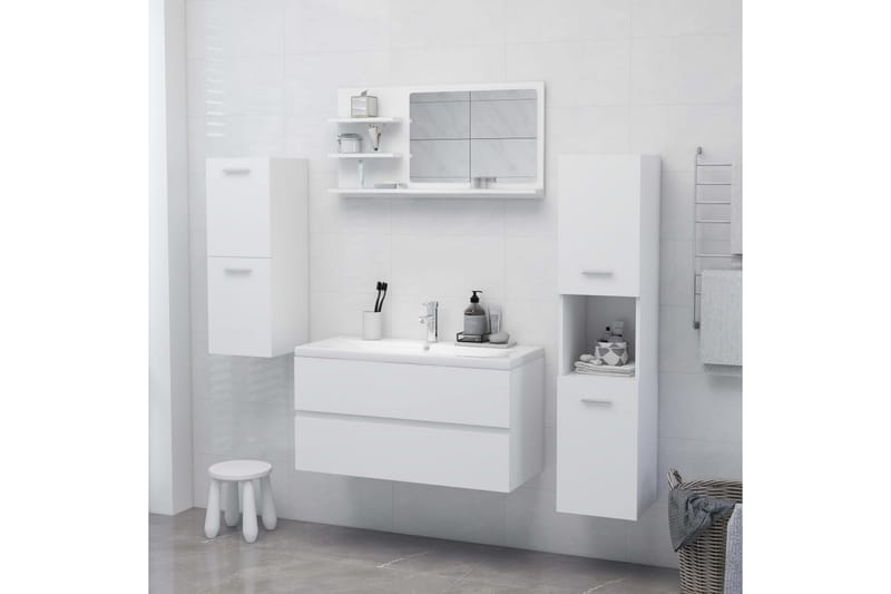 badeværelsesspejl 90x10,5x45 cm spånplade hvid - Hvid - Badeværelsesspejl