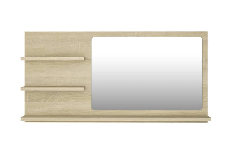 badeværelsesspejl 90x10,5x45 cm spånplade sonoma-eg - Brun - Badeværelsesspejl