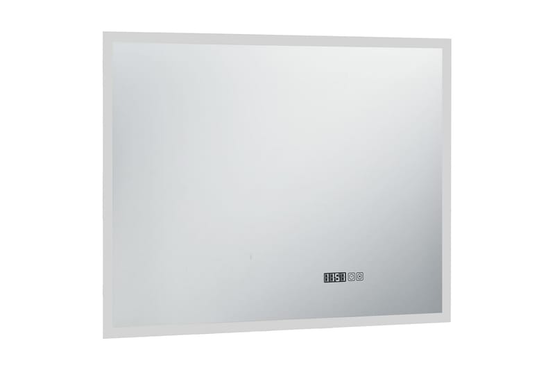 badeværelsesspejl LED m. touch og tidsdisplay 80x60 cm - Sølv - Badeværelsesspejl - Badeværelsesspejl med belysning