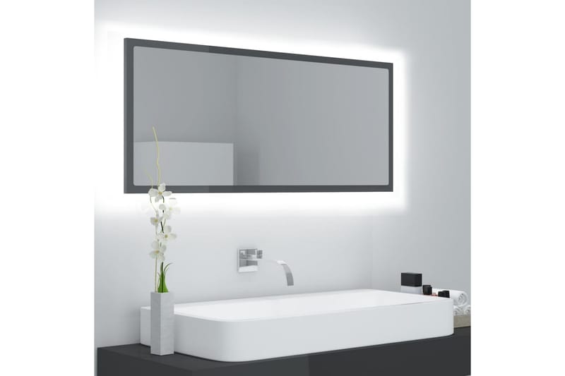 badeværelsesspejl m. LED 100x8,5x37 cm spånplade grå - Grå - Badeværelsesspejl