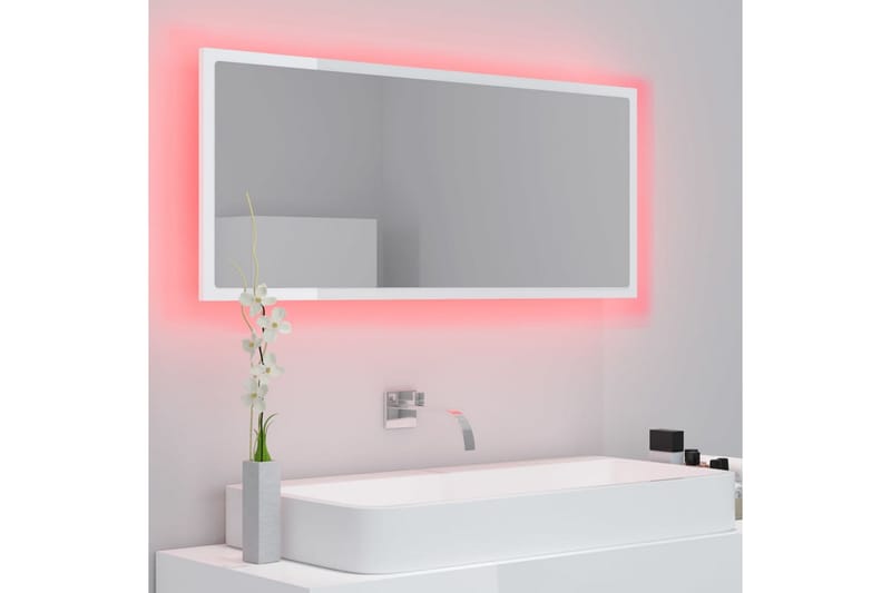 badeværelsesspejl m. LED 100x8,5x37 cm spånplade - Hvid - Badeværelsesspejl