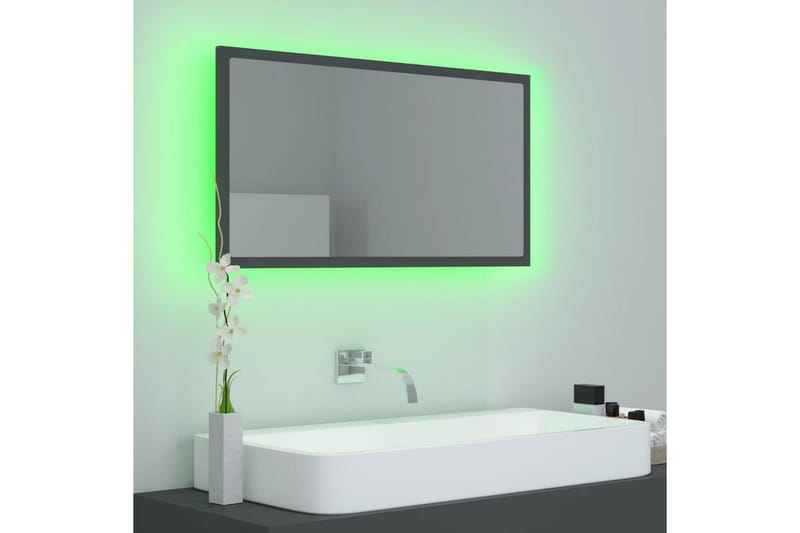 badeværelsesspejl m. LED-lys 80x8,5x37 cm spånplade grå - Grå - Badeværelsesspejl