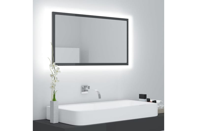 badeværelsesspejl m. LED-lys 80x8,5x37 cm spånplade - Grå - Badeværelsesspejl