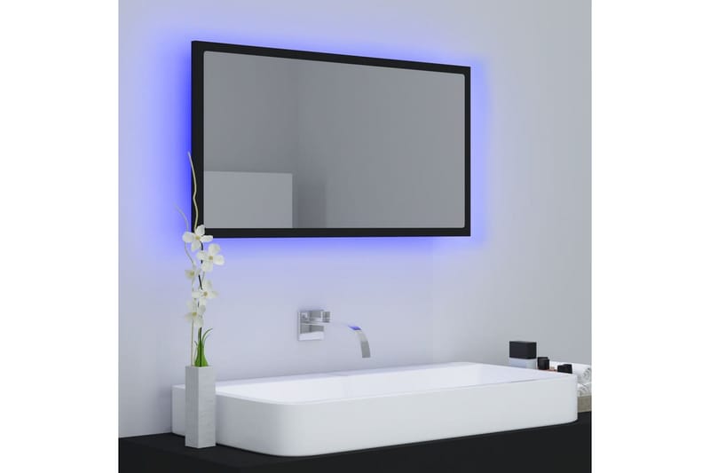 badeværelsesspejl m. LED-lys 80x8,5x37 cm spånplade sort - Sort - Badeværelsesspejl