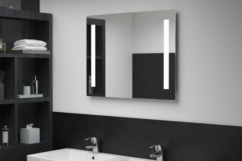 badeværelsesspejl med LED 60 x 50 cm - Sølv - Badeværelsesspejl - Badeværelsesspejl med belysning