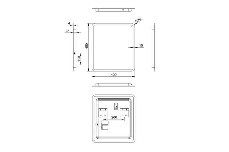 Dalkarl Spejl 40x45 cm - Sølv - Badeværelsesspejl - Badeværelsesspejl med belysning