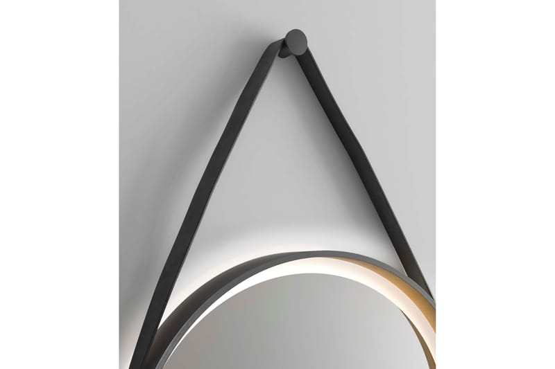 Djupqvior Spejl 55 cm Rund LED-belysning - Sort/Guld - Badeværelsesspejl - Badeværelsesspejl med belysning