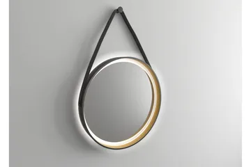 Djupqvior Spejl 55 cm Rund LED-belysning - Sort/Guld - Hus & renovering - Køkken & bad - Badeværelse - Badeværelsesmøbler - Badeværelsesspejl