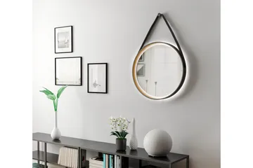 Djupqvior Spejl 55 cm Rund LED-belysning - Sort/Guld - Hus & renovering - Køkken & bad - Badeværelse - Badeværelsesmøbler - Badeværelsesspejl