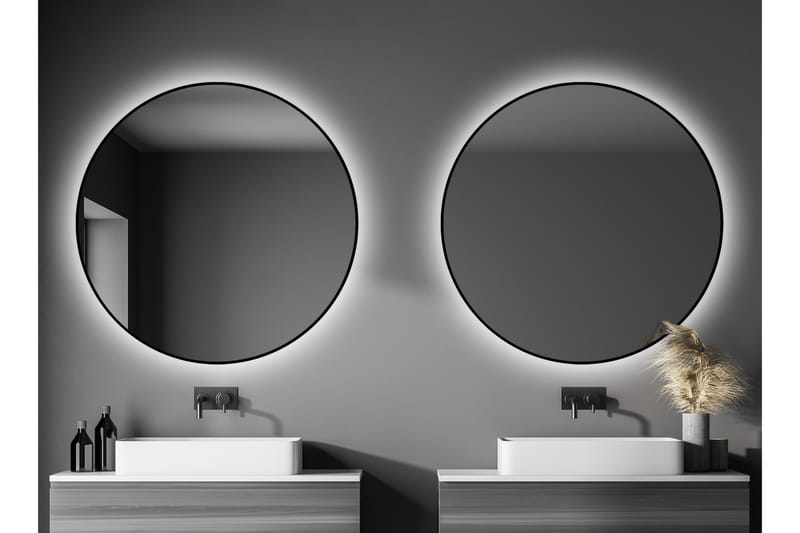 Gottsätter Spejl 120 cm Rund - Sort - Badeværelsesspejl - Badeværelsesspejl med belysning