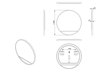 Gottsätter Spejl 80 cm Rund - Sort - Hus & renovering - Køkken & bad - Badeværelse - Badeværelsesmøbler - Badeværelsesspejl