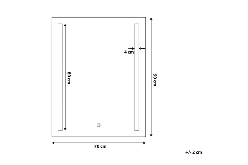 Kilmurray spejl LED 70x90 cm - Sølv - Badeværelsesspejl - Badeværelsesspejl med belysning