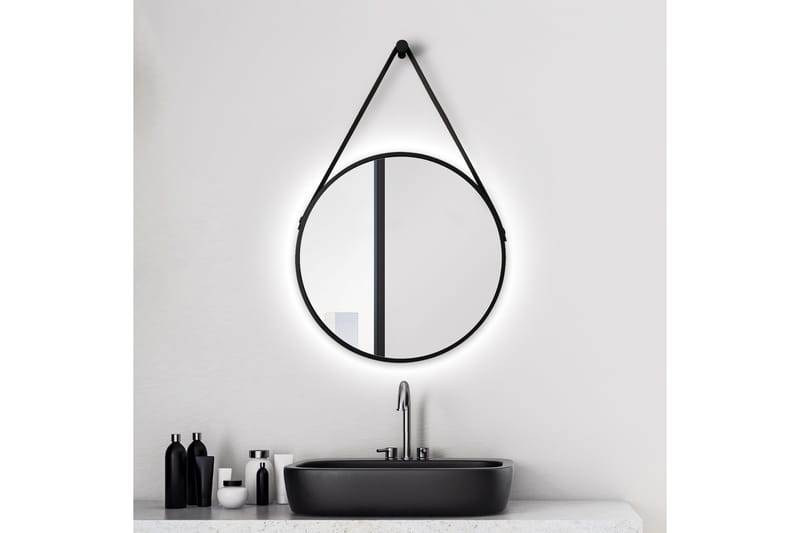 Knutby Spejl 50 cm Rund LED-belysning - Sort - Hus & renovering - Køkken & bad - Badeværelse - Badeværelsesmøbler - Badeværelsesspejl