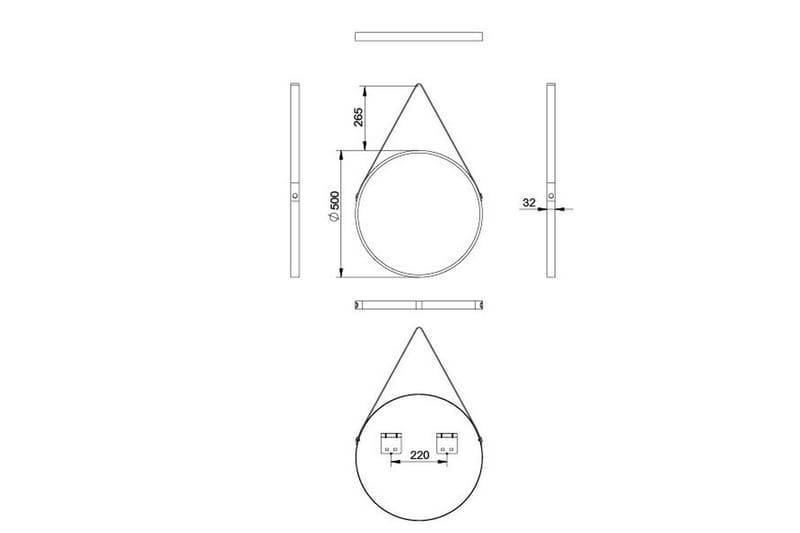 Knutby Spejl 50 cm Rund - Sort - Hus & renovering - Køkken & bad - Badeværelse - Badeværelsesmøbler - Badeværelsesspejl