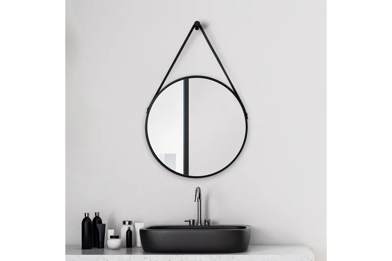 Knutby Spejl 50 cm Rund - Sort - Hus & renovering - Køkken & bad - Badeværelse - Badeværelsesmøbler - Badeværelsesspejl