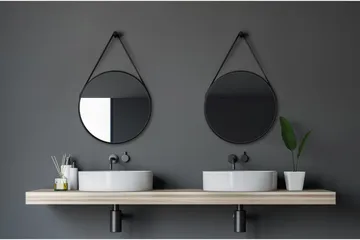 Knutby Spejl 50 cm Rund - Sort - Hus & renovering - Køkken & bad - Badeværelse - Badeværelsesmøbler - Badeværelsesspejl