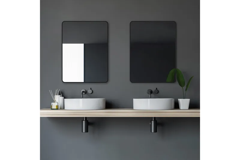 Knutby Vægspejl 60 cm, Sort