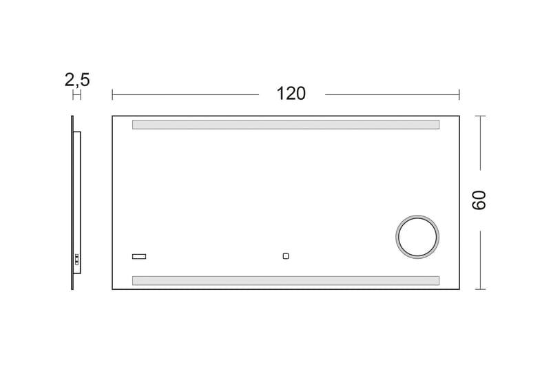 Kolerud Badeværelsesspejl 60 cm LED-belysning - Hus & renovering - Køkken & bad - Badeværelse - Badeværelsesmøbler - Badeværelsesspejl