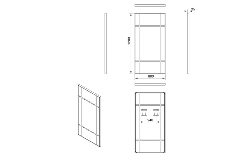 Lannabruk Spejl 60x120 cm - Sort - Hus & renovering - Køkken & bad - Badeværelse - Badeværelsesmøbler - Badeværelsesspejl