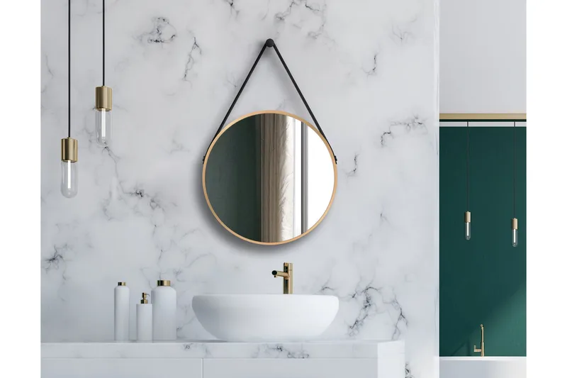 Nävesta Spejl 50 cm Rund, Guld