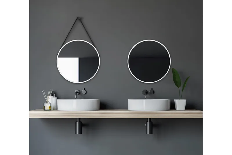 Nävesta Spejl 50 cm Rund, Hvid