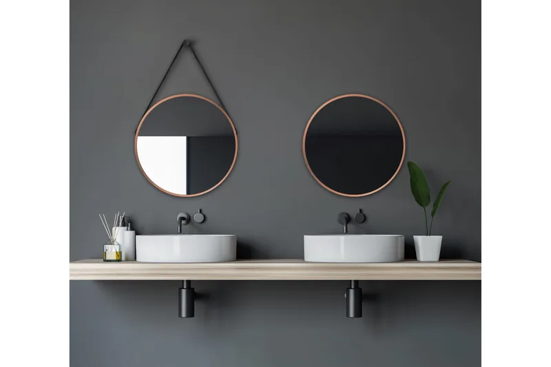 Nävesta Spejl 50 cm Rund, Kobber