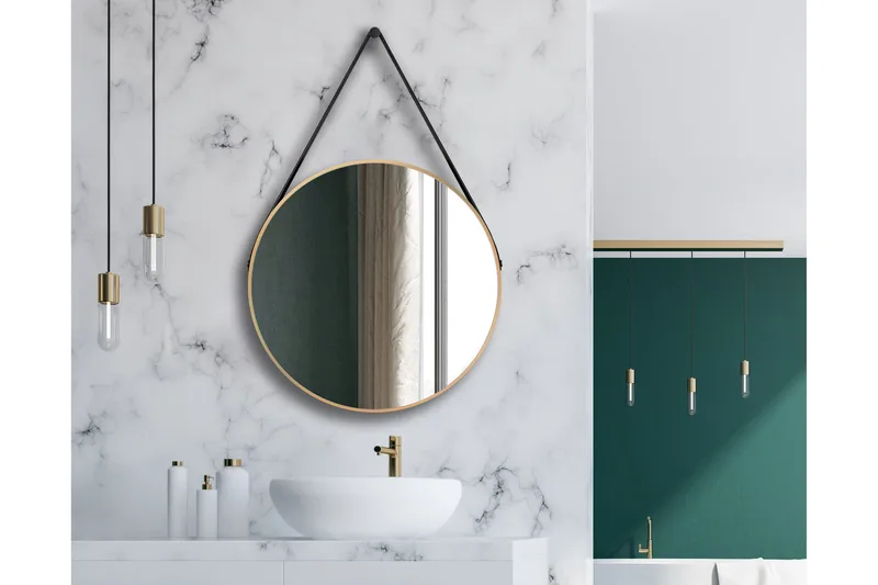 Nävesta Spejl 80 cm Rund, Guld