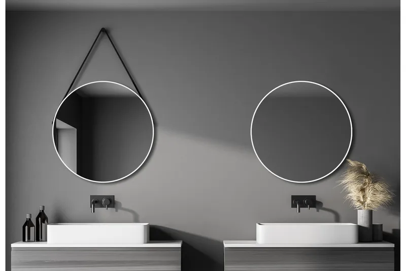 Nävesta Spejl 80 cm Rund, Hvid