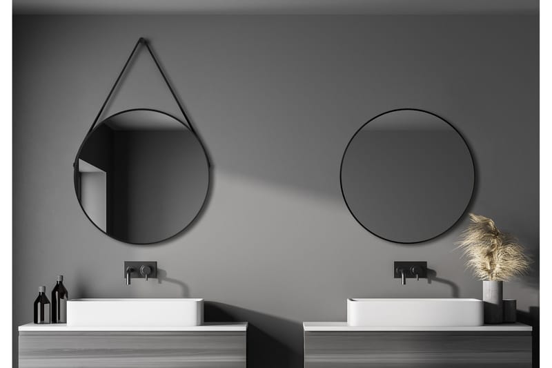 Nävesta Spejl 80 cm Rund, Sort