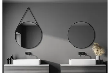 Nävesta Spejl 80 cm Rund - Sort - Hus & renovering - Køkken & bad - Badeværelse - Badeværelsesmøbler - Badeværelsesspejl