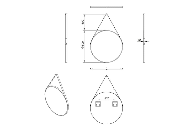 Nävesta Spejl 80 cm Rund - Sort - Hus & renovering - Køkken & bad - Badeværelse - Badeværelsesmøbler - Badeværelsesspejl