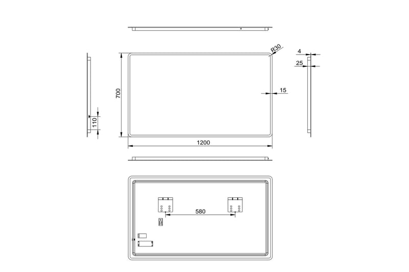 Norrbyn Badeværelsesspejl 70 cm LED-belysning - Hus & renovering - Køkken & bad - Badeværelse - Badeværelsesmøbler - Badeværelsesspejl