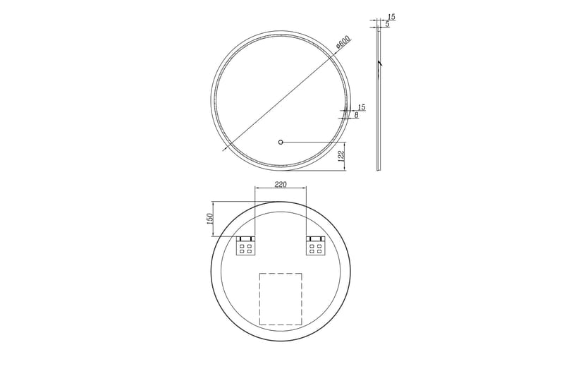Norrbyn Vægspejl 60 cm - Hus & renovering - Køkken & bad - Badeværelse - Badeværelsesmøbler - Badeværelsesspejl