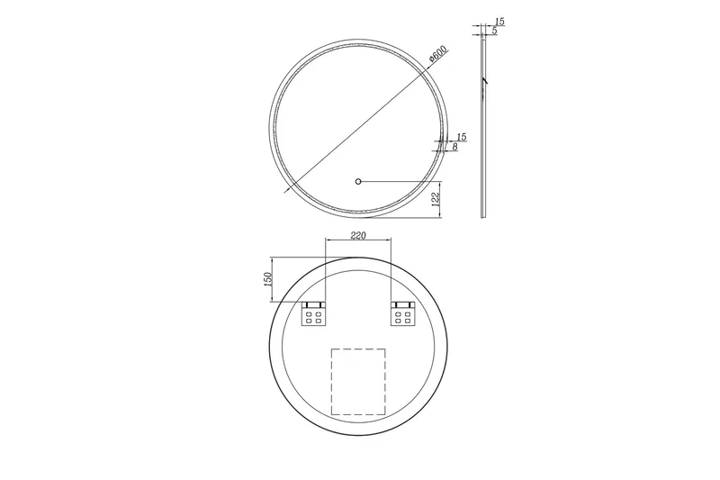 Norrbyn Vægspejl 60 cm - Hus & renovering - Køkken & bad - Badeværelse - Badeværelsesmøbler - Badeværelsesspejl