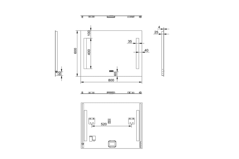 Purnuvara Badeværelsesspejl 60 cm LED-belysning - Hus & renovering - Køkken & bad - Badeværelse - Badeværelsesmøbler - Badeværelsesspejl