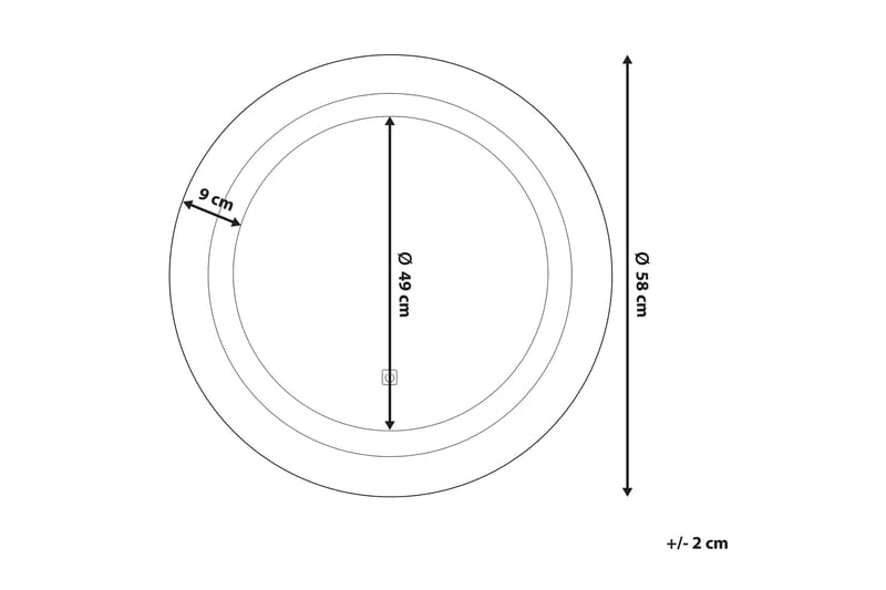 Rystal spejl LED rund 58x58 cm - Sølv - Badeværelsesspejl - Badeværelsesspejl med belysning