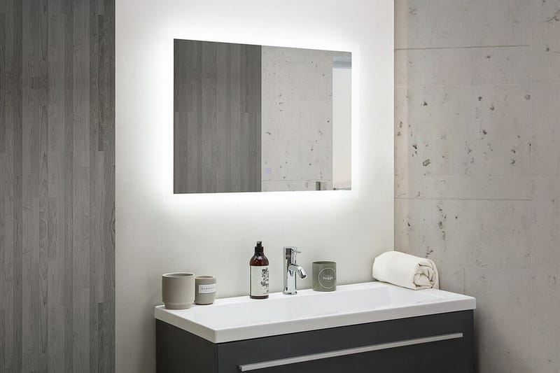 Shubrick spejl LED 60x80 cm - Sølv - Badeværelsesspejl - Badeværelsesspejl med belysning