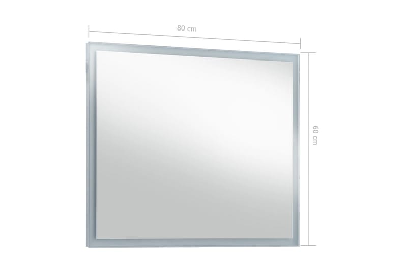 vægspejl med LED til badeværelset 80 x 60 cm - Sølv - Badeværelsesspejl - Badeværelsesspejl med belysning