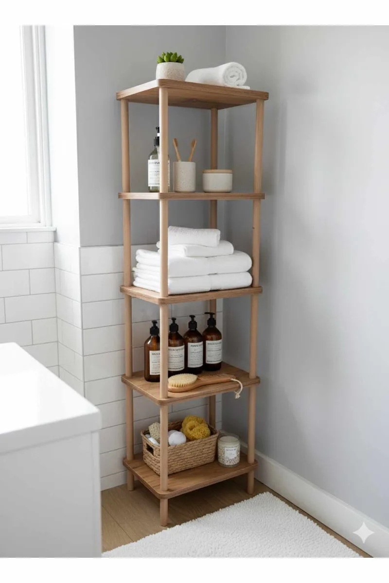 Badreol Hanah Home Pika Bath (40 x 185 x 30 cm) Fyrretræ - Fyrretræ - Hus & renovering - Køkken & bad - Badeværelse - Badeværelsesmøbler - Badeværelseshylde