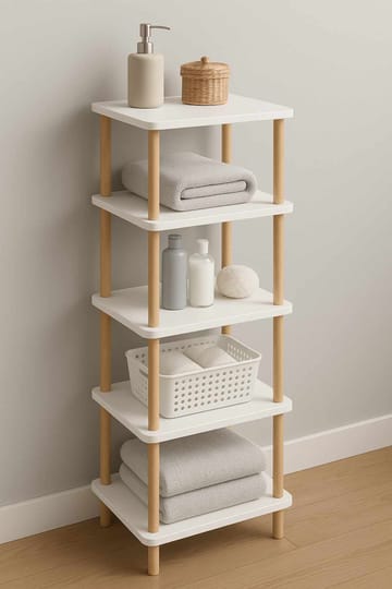 Badreol Hanah Home Pika Bath (40 x 185 x 30 cm) Hvid - Hvid - Hus & renovering - Køkken & bad - Badeværelse - Badeværelsesmøbler - Badeværelseshylde