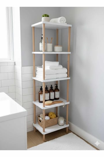 Badreol Hanah Home Pika Bath (40 x 185 x 30 cm) Hvid - Hvid - Hus & renovering - Køkken & bad - Badeværelse - Badeværelsesmøbler - Badeværelseshylde