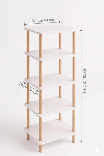 Badreol Hanah Home Pika Bath (40 x 185 x 30 cm) Hvid - Hvid - Hus & renovering - Køkken & bad - Badeværelse - Badeværelsesmøbler - Badeværelseshylde