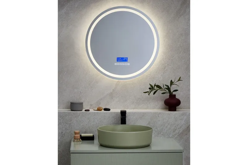 Badrumsspegel med LED Beliani Brognon Silver - Hus & renovering - Køkken & bad - Badeværelse - Badeværelsesmøbler - Badeværelsesspejl