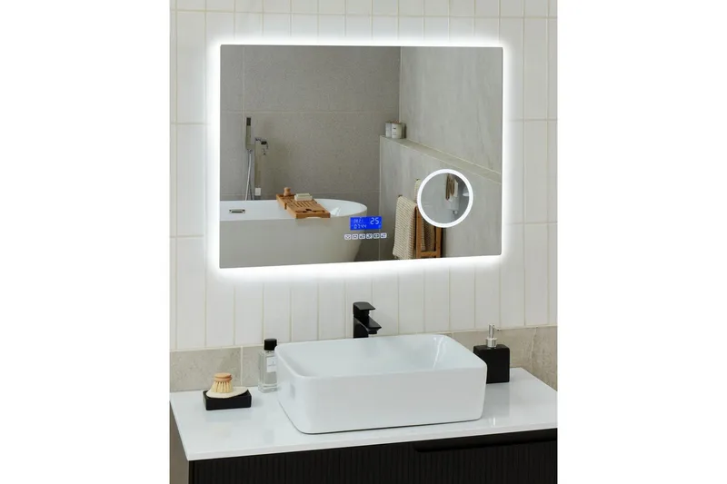 Badrumsspegel med LED Beliani Montaron Silver - Hus & renovering - Køkken & bad - Badeværelse - Badeværelsesmøbler - Badeværelsesspejl