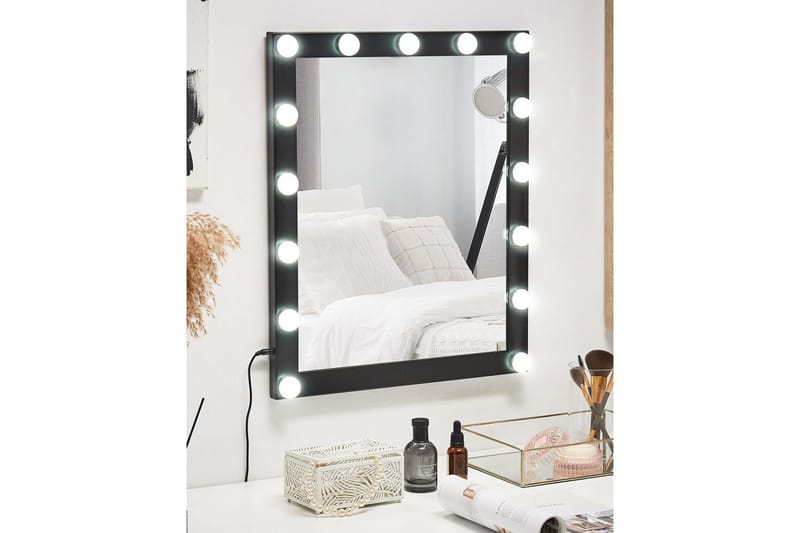 Badrumsspegel med LED Beliani Odenas Black - Hus & renovering - Køkken & bad - Badeværelse - Badeværelsesmøbler - Badeværelsesspejl