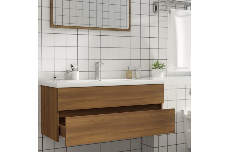 beBasic badeværelsesskab 100x38,5x45 cm konstrueret træ brunt egetræ - Brun - Underskab badeværelse