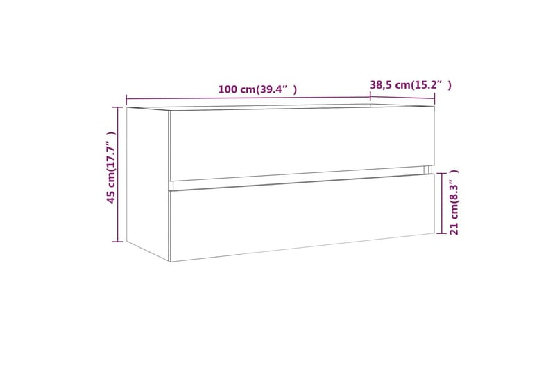 beBasic badeværelsesskab 100x38,5x45 cm konstrueret træ brunt egetræ - Brun - Underskab badeværelse