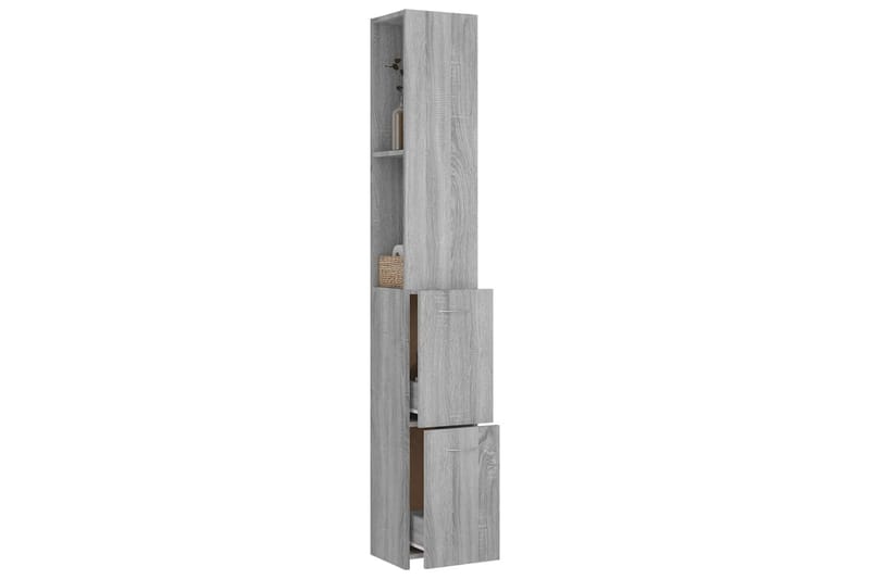 beBasic badeværelsesskab 25x25x170 cm konstrueret træ grå sonoma-eg - GrÃ¥ - Vasketøjsskab - Vægskabe & højskabe - Badeværelsesskab